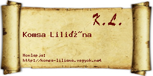 Komsa Liliána névjegykártya
